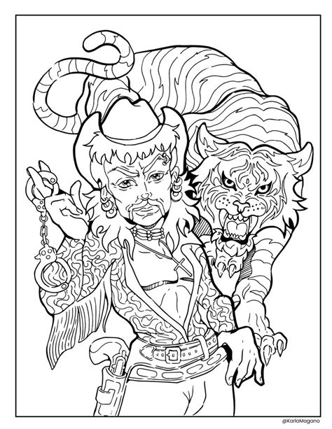 Tiger King Joe Exotic Carole Baskin Coloring Page Printable | Etsy