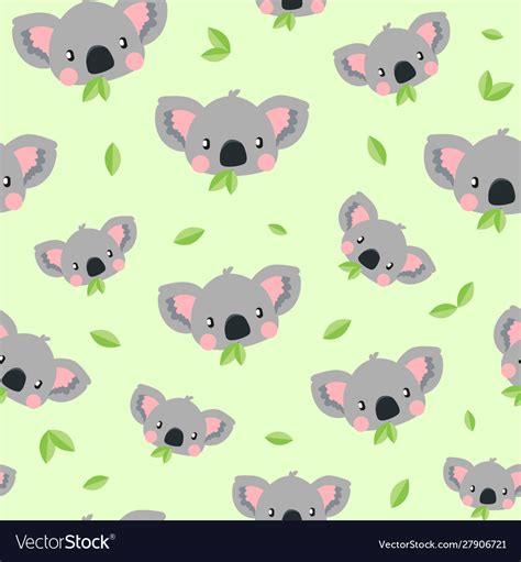 Koala seamless pattern on green background Vector Image