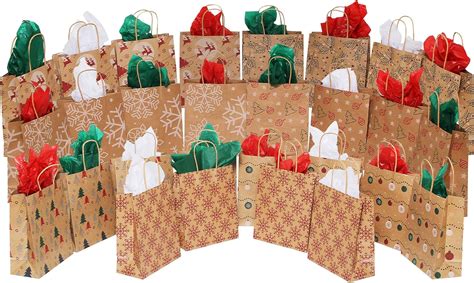 MOMONI 28 Piece Medium Premium Christmas Gift Bags- Classic Variety ...