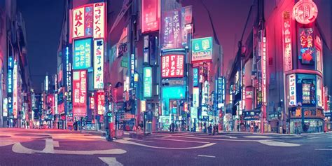 HDRI panorama, Tokyo at night, neon lights, street | Stable Diffusion