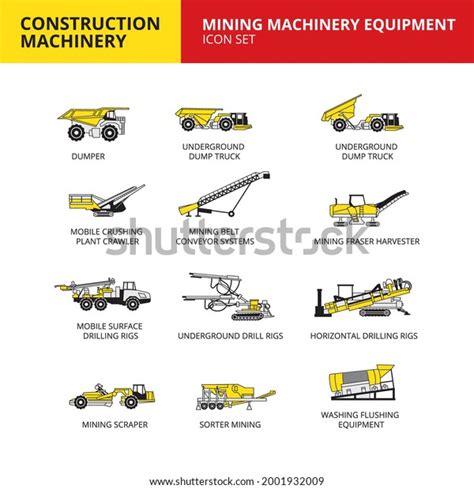 Mining Machinery Equipment Vehicle Construction Machinery Stock Vector ...