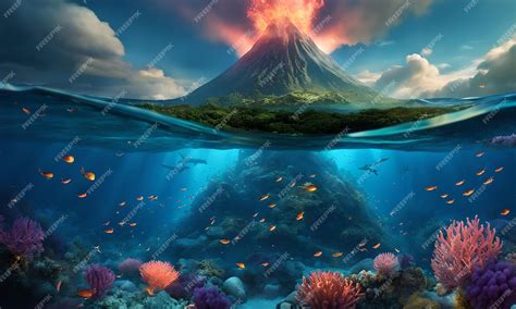 Premium Photo | Underwater Volcanoes in the Ocean Floor