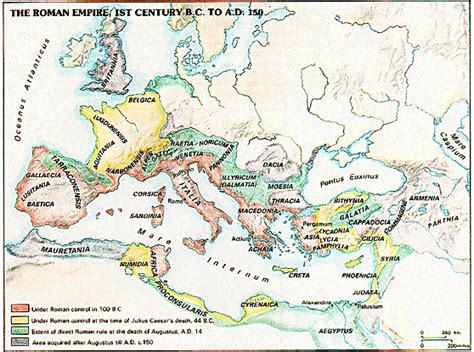 Map - The Roman Empire 1st Century B.C. to A.D. 150