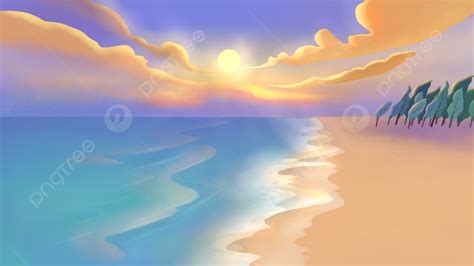 Beach Sunset Slope Zoom Virtual Background, Blue Sky, Beach, Setting ...