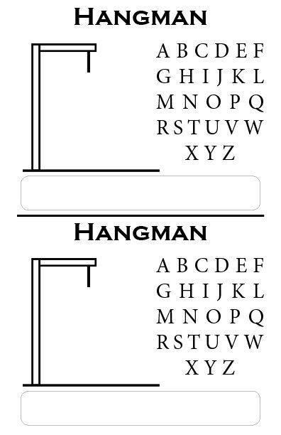 Miller's Hangman Game Pad | Hangman game, Hangman words, Printable ...