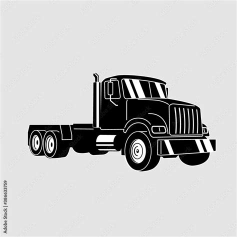 Semi Truck. Vector Outline Lorry. Freight transportation. Modern flat ...