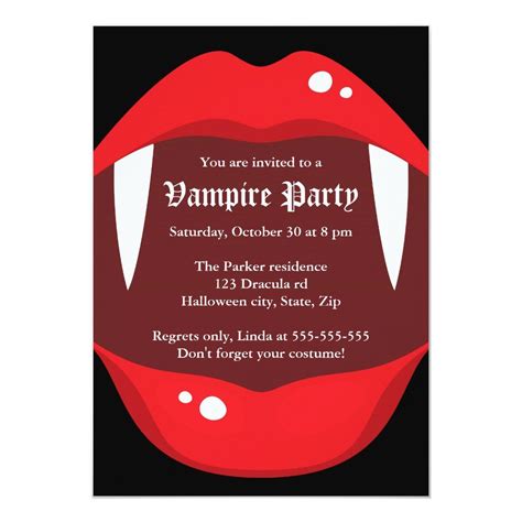 Vampire party invitation with fangs and red lips | Zazzle.com | Vampire ...