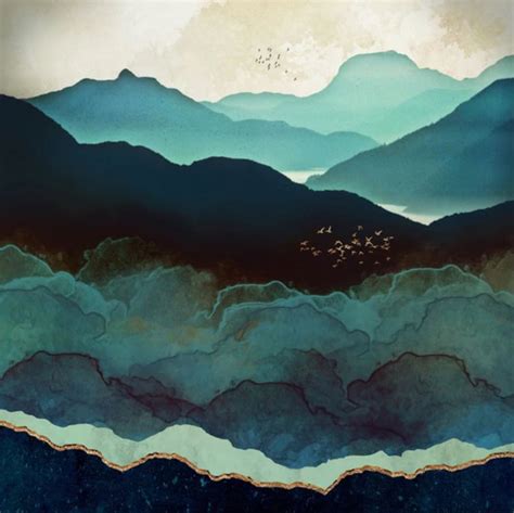 Indigo Mountains | abstract art, interior art, artwork, hand painted ...