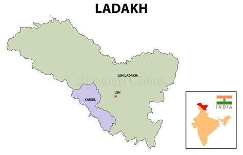 Ladakh Map District Map of Ladakh. Ladakh Map with District and Capital ...