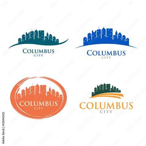 Columbus Ohio City Skyline Cityscape Landscape Silhouette Logo Stock ...