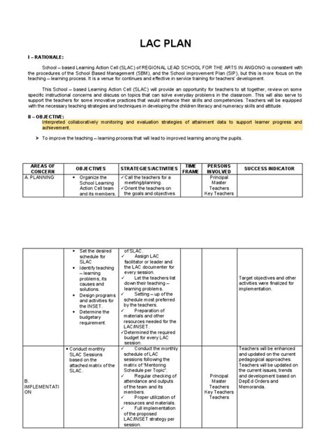 11 Lac Plan | PDF | Teachers | Learning