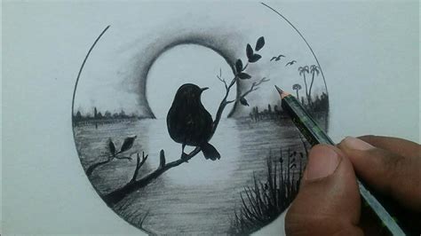 easy nature scenery drawing step by step / pencil drawing for beginners