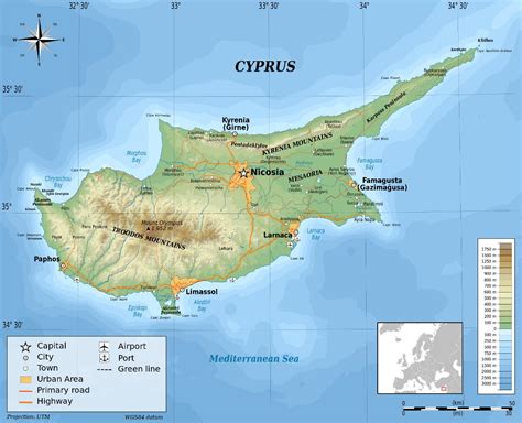 Large Detailed Physical Map Of Cyprus Cyprus Asia Mapsland Maps | The ...