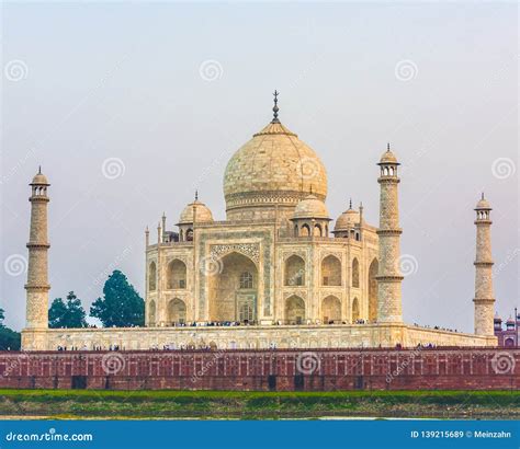 Taj Mahal from Yamuna River in Sunset Stock Image - Image of famous ...