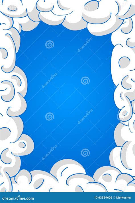 Clouds in blue sky. frame stock illustration. Illustration of fluffy ...