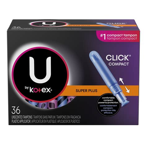 U by Kotex Click Compact Tampons, Super Plus Absorbency, Unscented, 36 ...