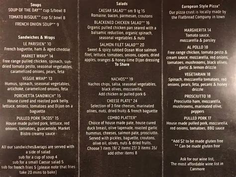 The Market Bistro Menu, Menu for The Market Bistro, Canmore, Canmore ...