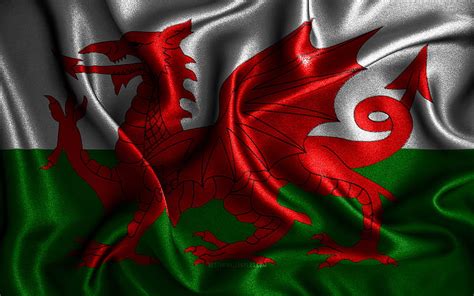 Welsh flag, silk wavy flags, European countries, national symbols, Flag ...