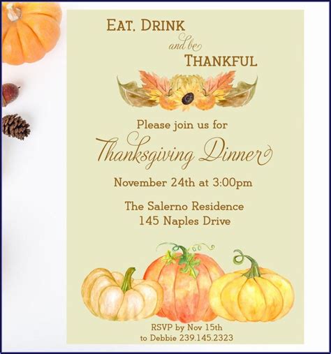 Office Thanksgiving Potluck Invitation