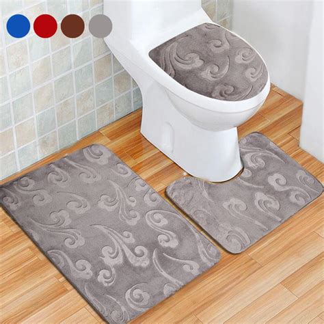 3 Pcs Bathroom Rug Set Soft Microfiber Bath Mat Countour Rug Toilet ...