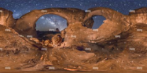 360° view of Inside Double Arch at Night - Alamy