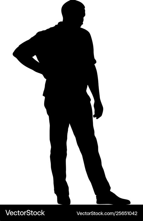 Black silhouette man standing people on white Vector Image