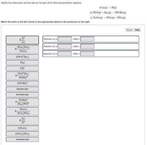 Solved Identify the molecularity and the rate law for each | Chegg.com