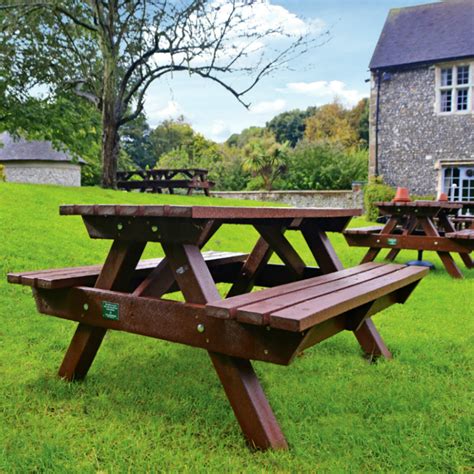 Heavy Duty Picnic Table Bench 1500mm Weatherproof Recycled Plastic Brown