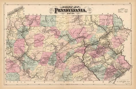 Railway Map of the State of Pennsylvania - Art Source International