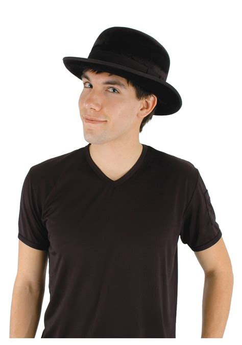 Black Velour Bowler Men's Hat