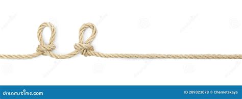 Hemp Rope with Knots Isolated on White, Top View Stock Photo - Image of ...