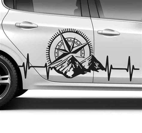 mountains and compass for car window decal - TenStickers