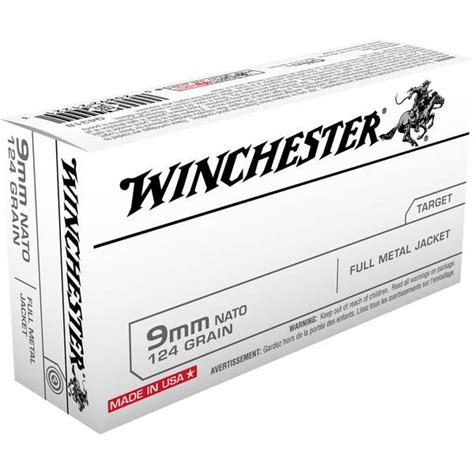 Winchester 9mm Nato 124 Grain Full Metal Jacket Ammunition - Q4318 ...