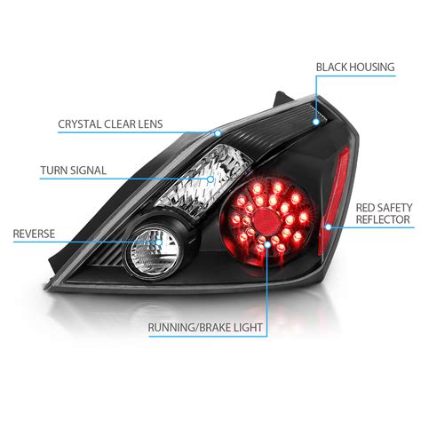 For 2008-2013 Nissan Altima 2Dr Coupe Black LED Rear Brake Tail Lights ...