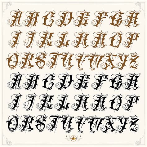 170+ Tattoo Lettering Alphabet Fonts Pictures Stock Illustrations ...