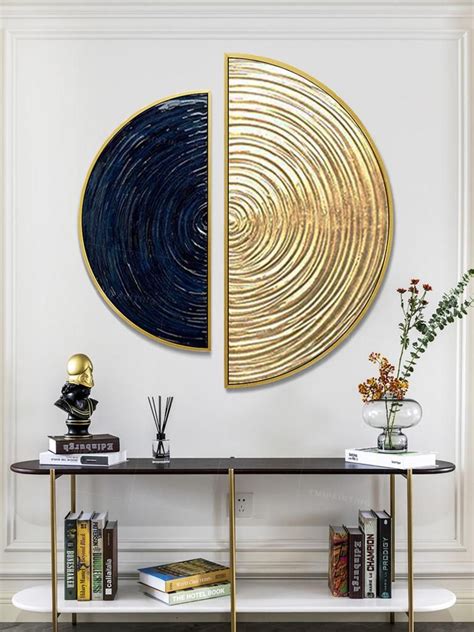 Framed Wall Art Gold Leaf Art Set of 2 Wall Art Navy Blue 2 Piece ...