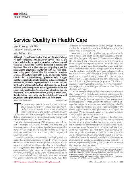 (PDF) Service Quality in Health Care