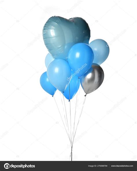 Bunch of big blue balloons object for birthday party isolated on a ...