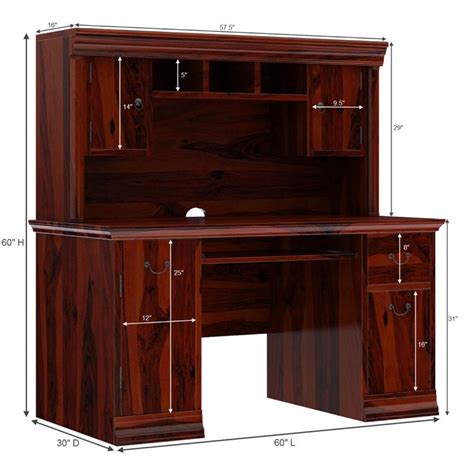 Brooten Rustic Solid Wood Home Office Computer Desk With Hutch