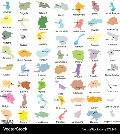 All european country with capitals Royalty Free Vector Image