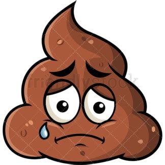 Teared Up Sad Poop Emoji Cartoon Vector Clipart - FriendlyStock