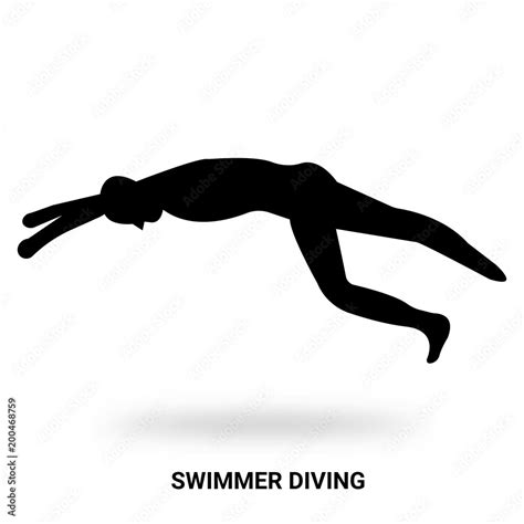 swimmer diving silhouette isolated on white background Stock Vector ...