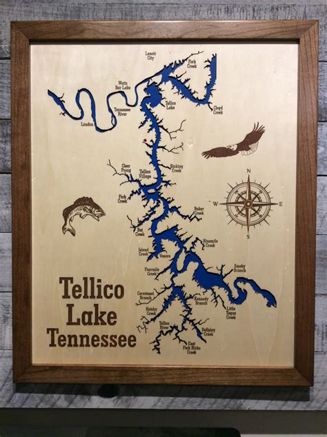 Tellico Lake, Tennessee. Wooden Lake Map. Laser Cut and Engraved. - Etsy