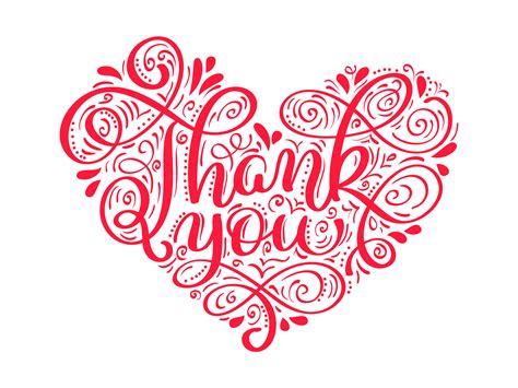 Thank You Hand Written Calligraphy With Heart Vector Image | Images and ...