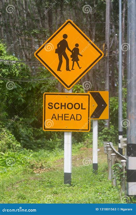 The sign School ahead stock image. Image of zone, drive - 131801563