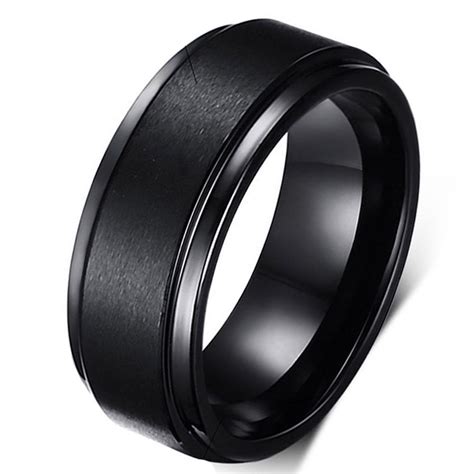 8mm Black Tungsten Carbide Wedding Band Ring Comfort fit Mens Matte ...