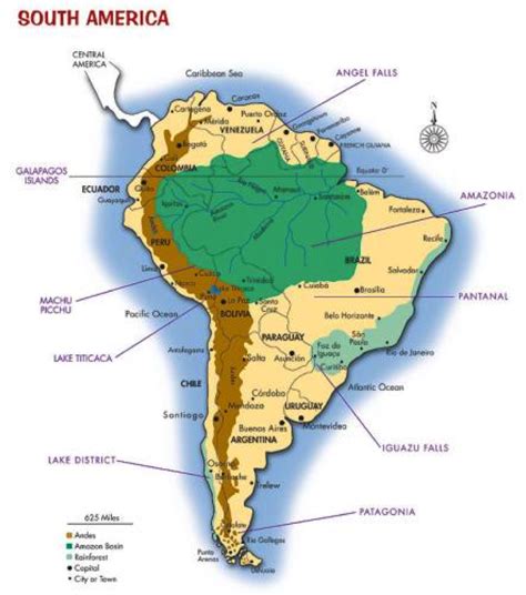 Map of the Andes Mountains in South America