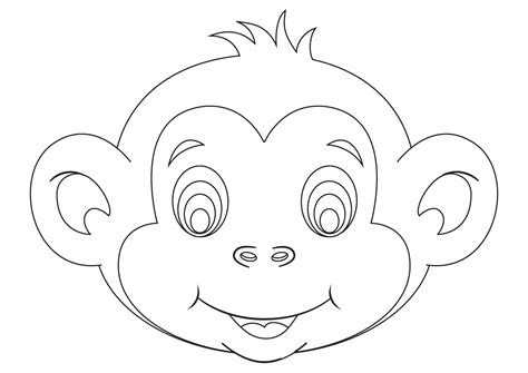 Black and White Vector of Cute Monkey Face 6151923 Vector Art at Vecteezy