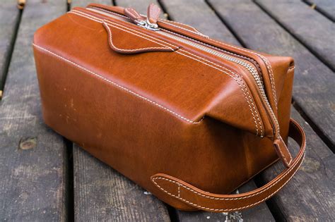 100% Handmade Leather Travel Dopp Kit - Brown - Galen Leather