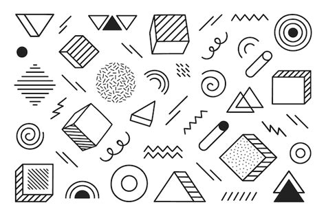 Premium Vector | Geometric background with different hand drawn ...